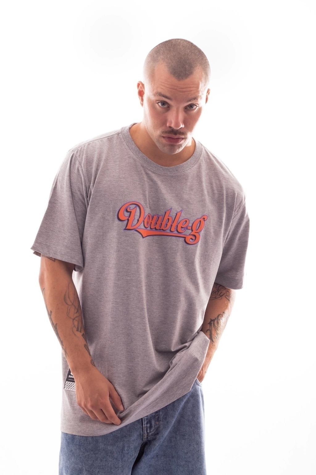 Camiseta Double-G - Lettering Mescla